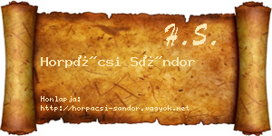 Horpácsi Sándor névjegykártya